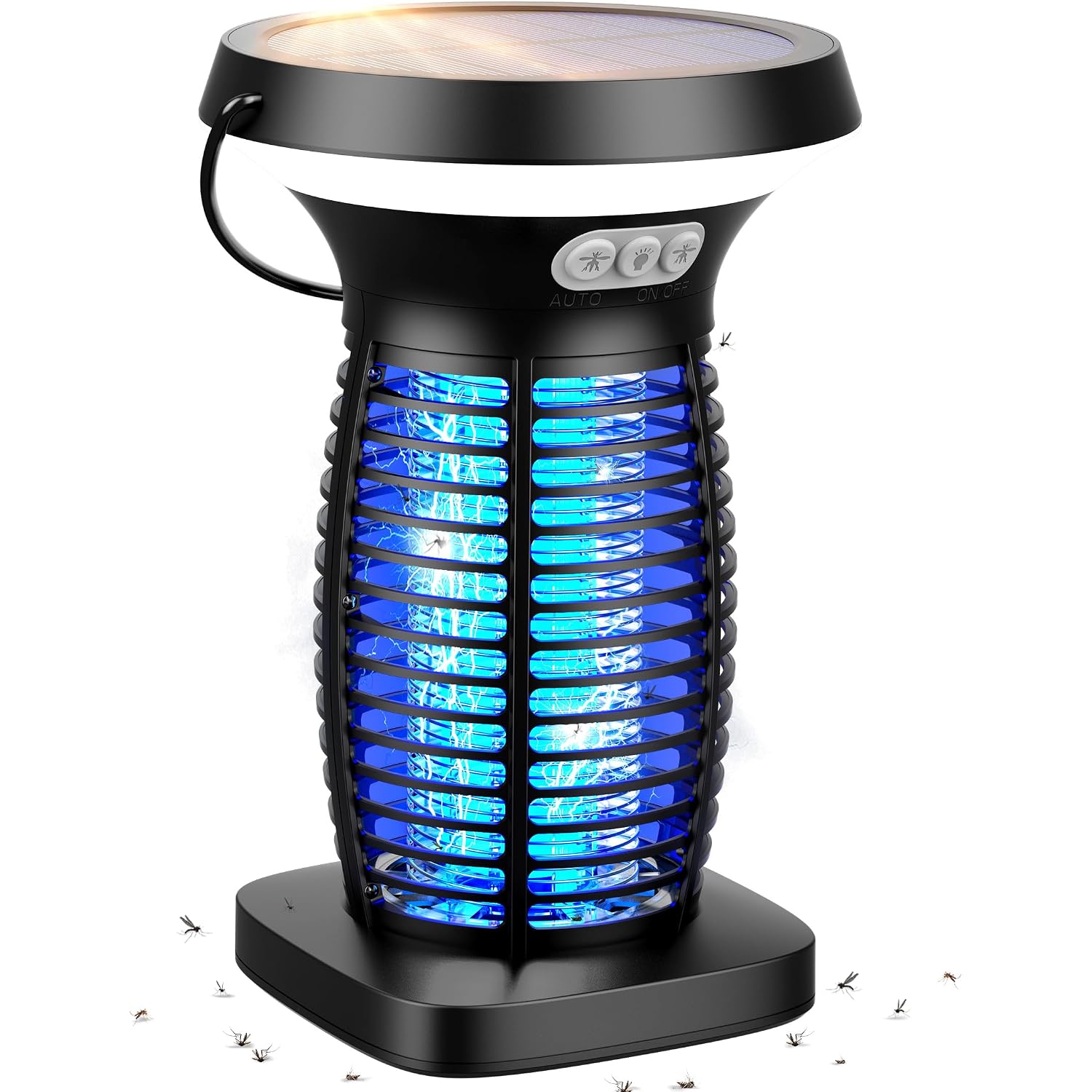 Solar Bug Zapper Outdoor, Uv Mosquito And Fly Zapper With Auto Mode, Rechargeable Cordless Electric Insect Trap, Waterproof Bug Light For Patio Backyard Porch Camping