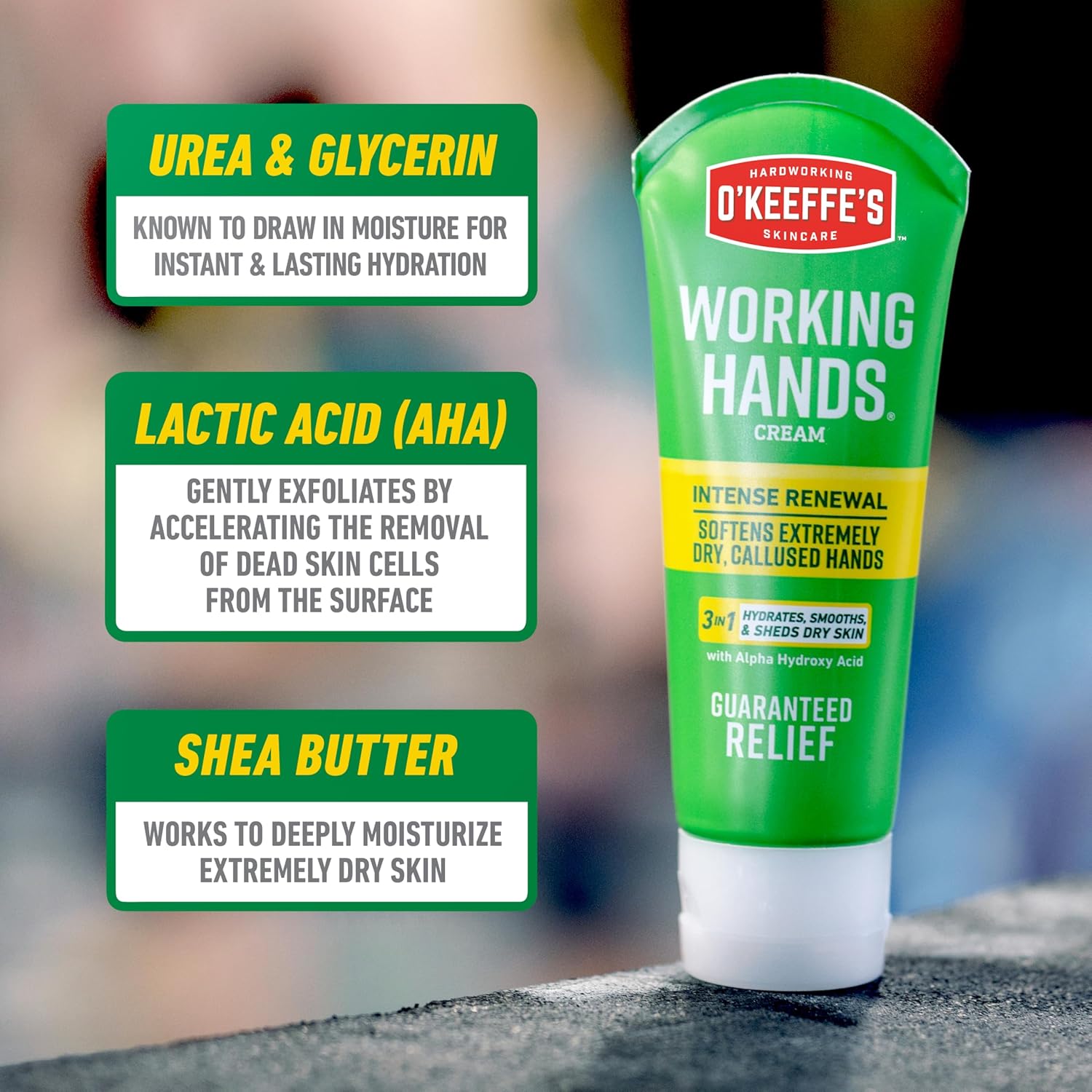 O'Keeffe's Working Hands Intense Renewal Hand Cream with Urea, 3 oz Tube (Pack of 1) – Softens & Smooths Extremely Dry, Callused Hands