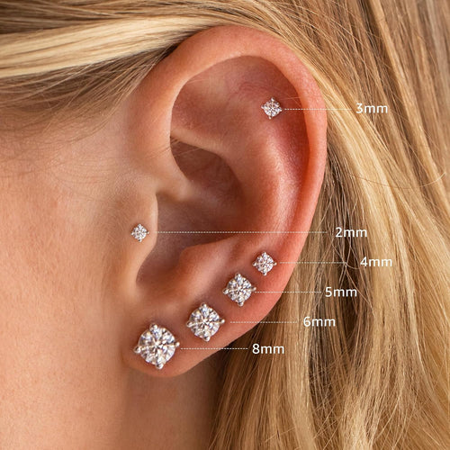 6 Pairs Hypoallergenic Silver Flat Back Earrings for Women,Stud Cartilage Earrings for Sensitive Ears Cubic Zirconia Ball Earring Screw Back Helix Conch Piercing Sets Trendy Jewelry