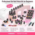 VANREESA Gel Nail Polish Kit with U V Light 53 Pcs Gel Polish Nail Set 36 Colors Nail Polish Set + Base and 4 Effects Top Coat with Manicure Tools Complete DIY Nail Kit Gifts for Women Girls