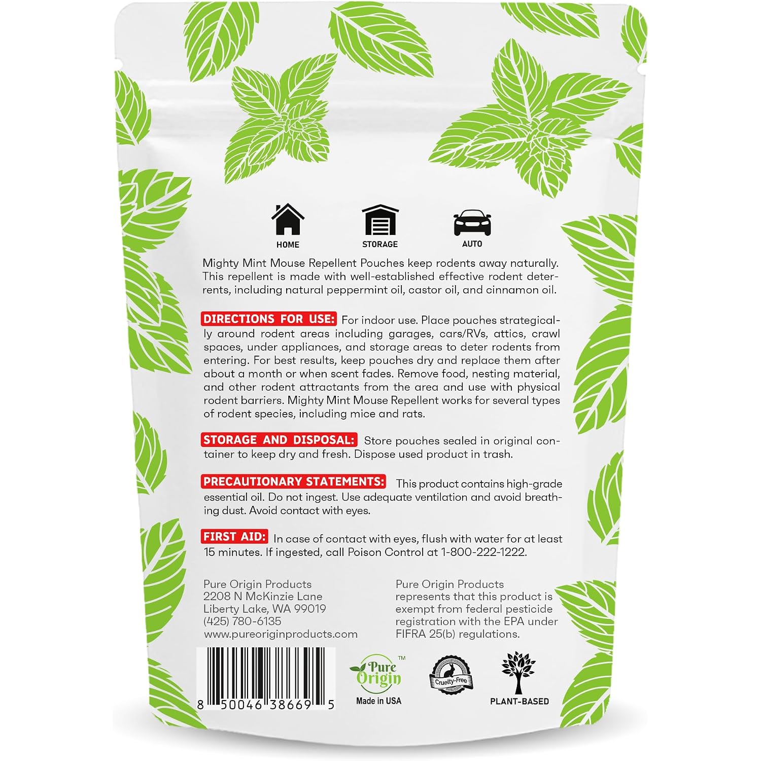 Mighty Mint Mouse Repellent Pouches – Peppermint, Castor Oil & Cinnamon Formula – Natural Indoor Deterrent For Mice And Rodents – Plant-Based, Long-Lasting Protection – 12 Count