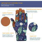 Leather Gardening Gloves For Women - Working Gloves For Weeding, Digging, Planting, Raking And Pruning