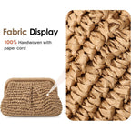 Clothirily Straw Clutch Purses for Women, Cloud Dumpling Woven Bag with Detachable Chain, Beach Crossbody Shoulder Handbag