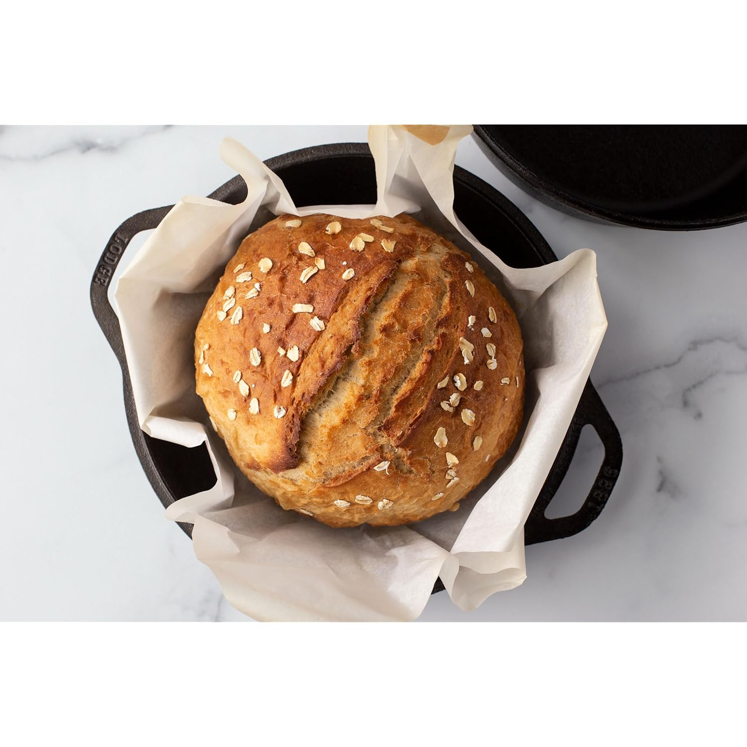 Lodge Cast Iron Double Dutch Oven 5 Quart - Pre-Seasoned 2-in-1 Cast Iron Cookware - Pot & Skillet Combo - Even Heat Retention - Oven-Safe, Versatile Pot