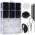 2200 Pcs Elastic Hair Bands With Hair Loop Styling Tool Set, Clear And Black Elastic Hair Ties With Rubber Band Cutter Organizer Box Hair Accessories For Toddler Baby Girl Women