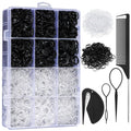 2200 Pcs Elastic Hair Bands with Hair Loop Styling Tool Set, Clear and Black Elastic Hair Ties with Rubber Band Cutter Organizer Box Hair Accessories for Toddler Baby Girl Women