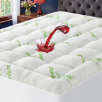 Waterproof Queen Size Mattress Topper Viscose Derived From Bamboo, Extra Thick Mattress Pad For Back Pain, Cooling Mattress Protector With Deep Pocket 8"-21", Green,Queen