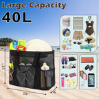 Fammart Mesh Beach Bag with Zipper, Large Beach Tote for Women, Toys Pool Swim Bag Travel Vacation Cruise Essentials
