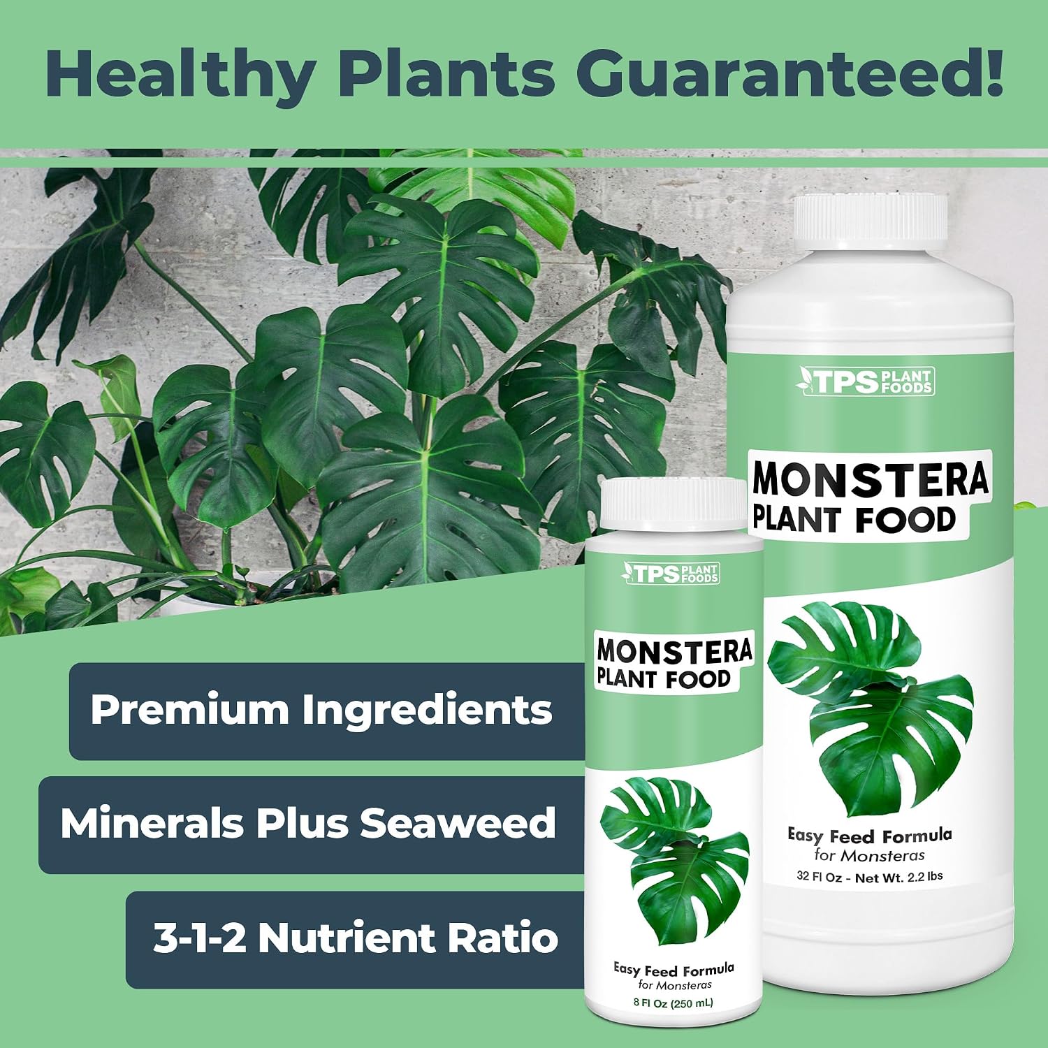 Monstera Plant Food – Liquid Fertilizer For Bigger Split Leaves, Lush Growth & Strong Roots, 8 Oz