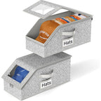 2 Pcs Stackable Hat Storage For Baseball Caps, Holds Up To 24 Caps Hat Organizer For Closet, Sturdy Snapback Boxes For Men With Cardboard, Grey