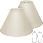 Empire Lamp Shades Set Of 2, 6"Top X 16"Bottom X 10.8"High, Champagne Beige | Large Lampshades For Table Lamps Floor Lamps, Spider, E26 Base Harp Holders Included, Natural Linen Replacement,Easy Assembly