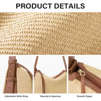 Cluci Summer Purses For Women, Cute Straw Bag, Beach Shoulder Bag, Woven Handbags With Adjustable Wide Shoulder Strap