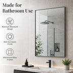2-Pack 24"X36" Matte Black Framed Bathroom Vanity Wall Mirrors | Taller Vanity Pair, Balanced Twin-Sink Look, Matching Finish Across Rooms, Vertical/Horizontal Hanging, Tempered Glass