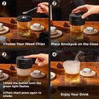 Electric Whiskey Smoker Kit, Rechargeable Cocktail Smoker With 6 Wood Chips, Flameless Heating System, Old Fashioned Drink Smoker Kit, Bourbon Whiskey Gifts For Men,Dad,Husband