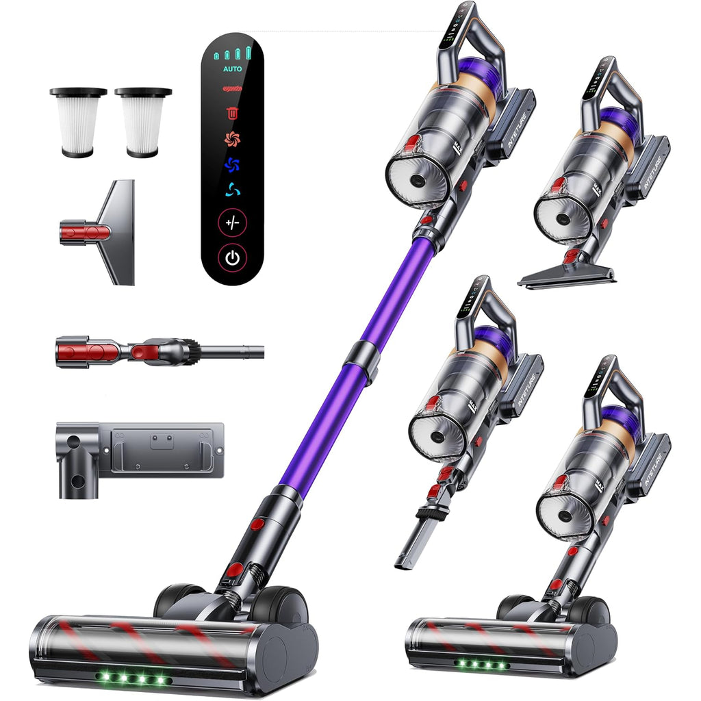 Inteture Cordless Vacuum Cleaner, 650W 55Kpa 70 Mins Vacuum Cleaners For Home, Anti-Tangle Stick Vacuum With Touch Screen, Wall Mount Charging, Upgraded Vacuum Cordless For Pet Hair/Carpet/Floors