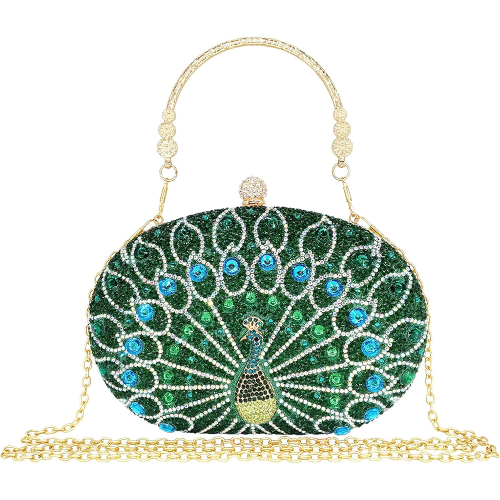 MAIRLOM Women's Evening Bags Sparkly Rhinestone Clutch Purses Luxury Diamond Peacock Handbag for Wedding Party Formal