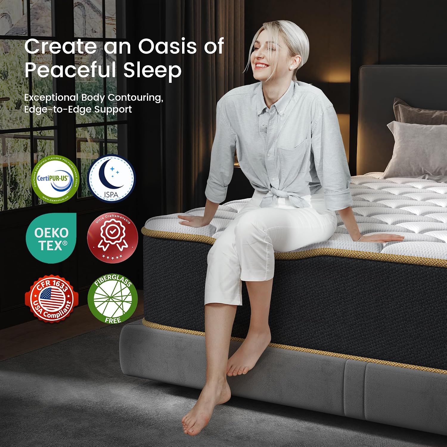 Luxury Full Size Mattress 8 Inch, Hotel Level Hybrid Mattress Full Size Bed In A Box, Gel Memory Foam & 7-Zone Ergonomics Targeted Support, Certipur-Us, Teens, Singles, Guest Rooms, 365-Trials
