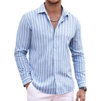 Alex Vando Mens Linen Long Sleeve Casual Button Down Shirt For Men Beach Wedding Shirts