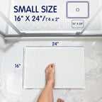 SUBRTEX Bathroom Rugs Chenille Bath Rug Soft Short Plush Bath Mat Soft Shower Mat Water Absorbent Shower Mat Quick Dry Machine Washable(White,18" x 24")