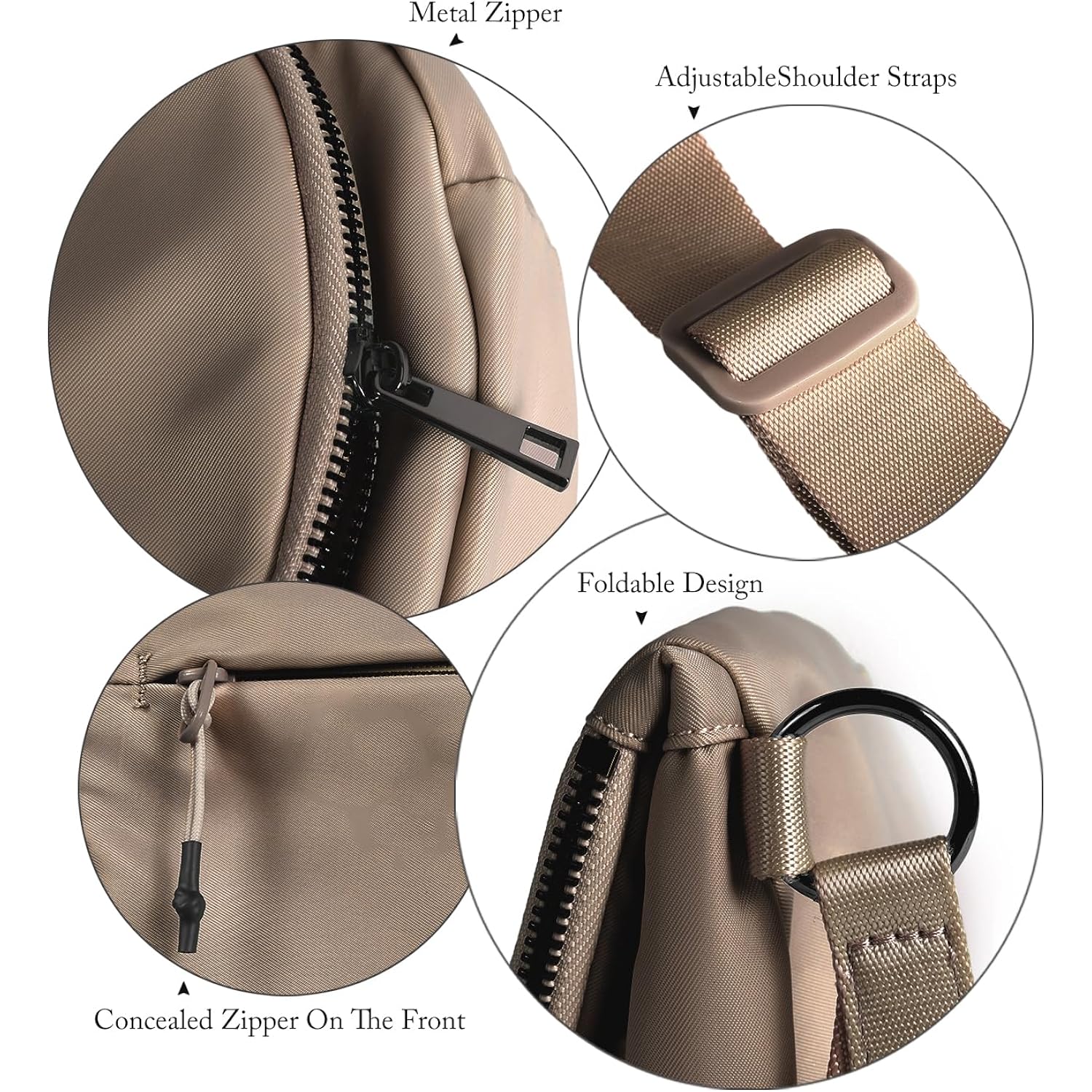 Crescent Bag For Women And Men, Fashion Medium Nylon Folding Crescent Moon Bag Single Shoulder Bag With Adjustable Strap