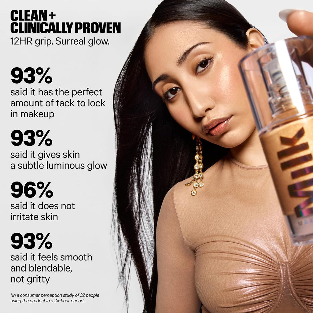 Milk Makeup Hydro Grip + Glow Primer With Hyaluronic Acid – Illuminating Face Primer Grips Makeup For Up To 12 Hours – Silicone-Free, Hydrating Formula With Radiant, Golden Finish – 1 Oz