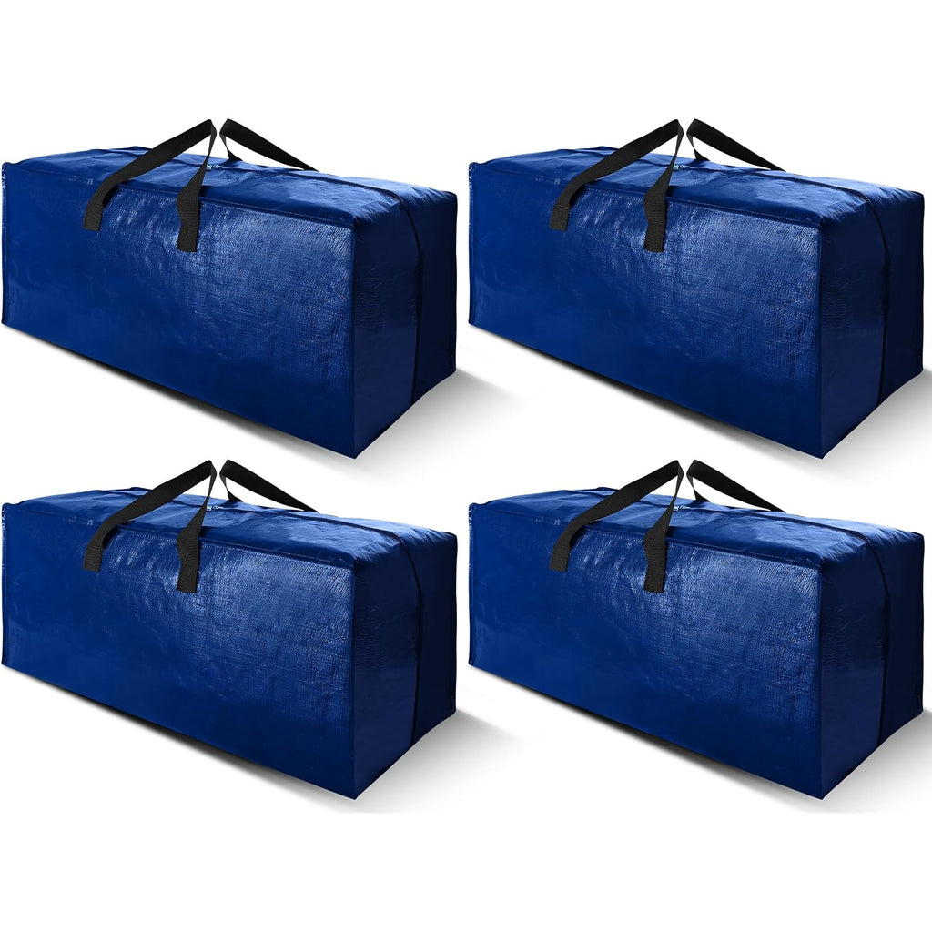 Cosy Family 4 Pack Heavy Duty Extra Large Moving Bags With Backpack Straps - Strong Handles & Zippers, Storage Totes For Space Saving, Fold Flat, Alternative To Moving Box (X-Large-Set Of 4, Blue)