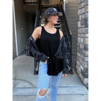 WIHOLL Loose Fit Tank Tops for Women Scoop Neck Summer Side Split Sleeveless Shirts 2026 Fashion