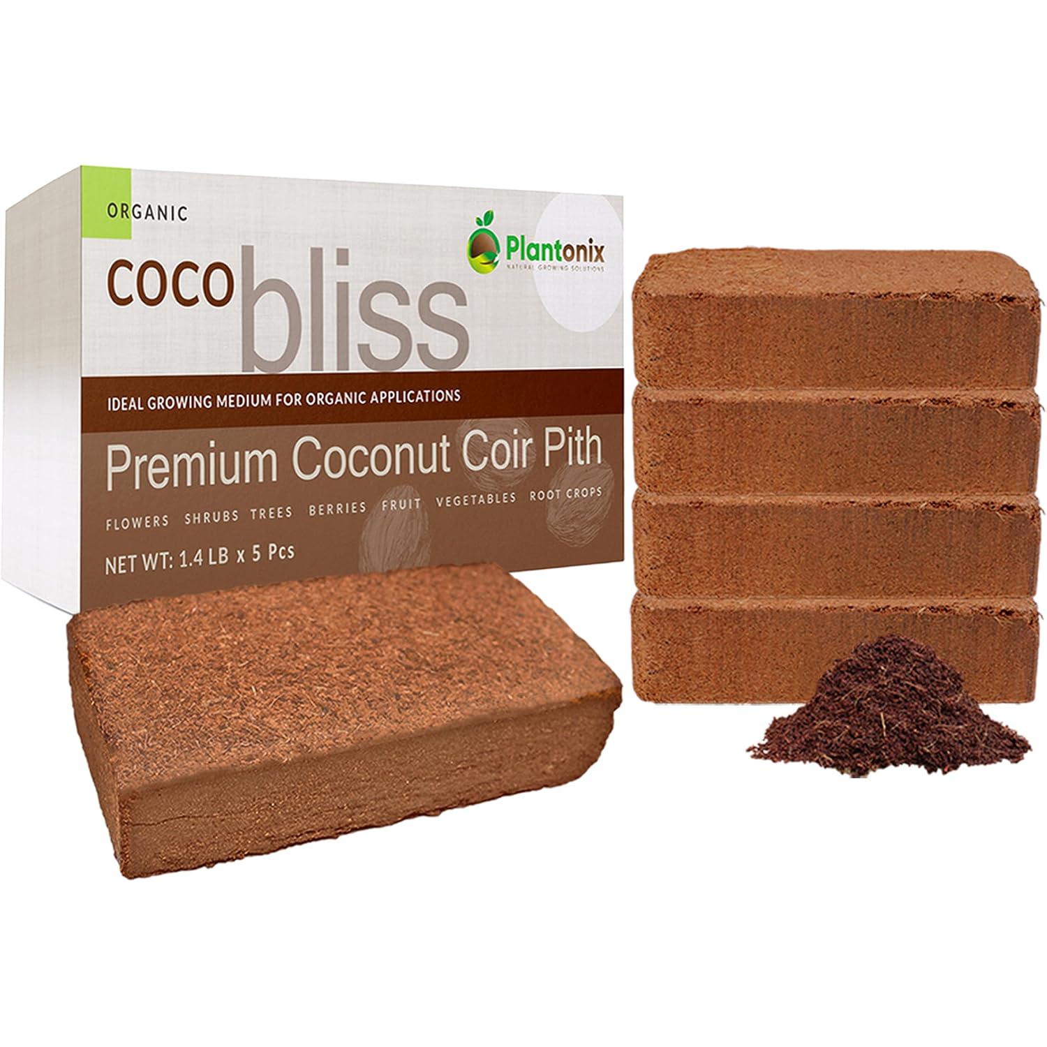 Coco Coir 650Gm Bricks (5-Pack) - Organic Coco Coir For Plants & Gardening - Omri-Listed Cocopeat For Garden Soil, Seed Starter Soil, & Mulch - Organic Coconut Bricks - Coconut Fiber Potting Mix
