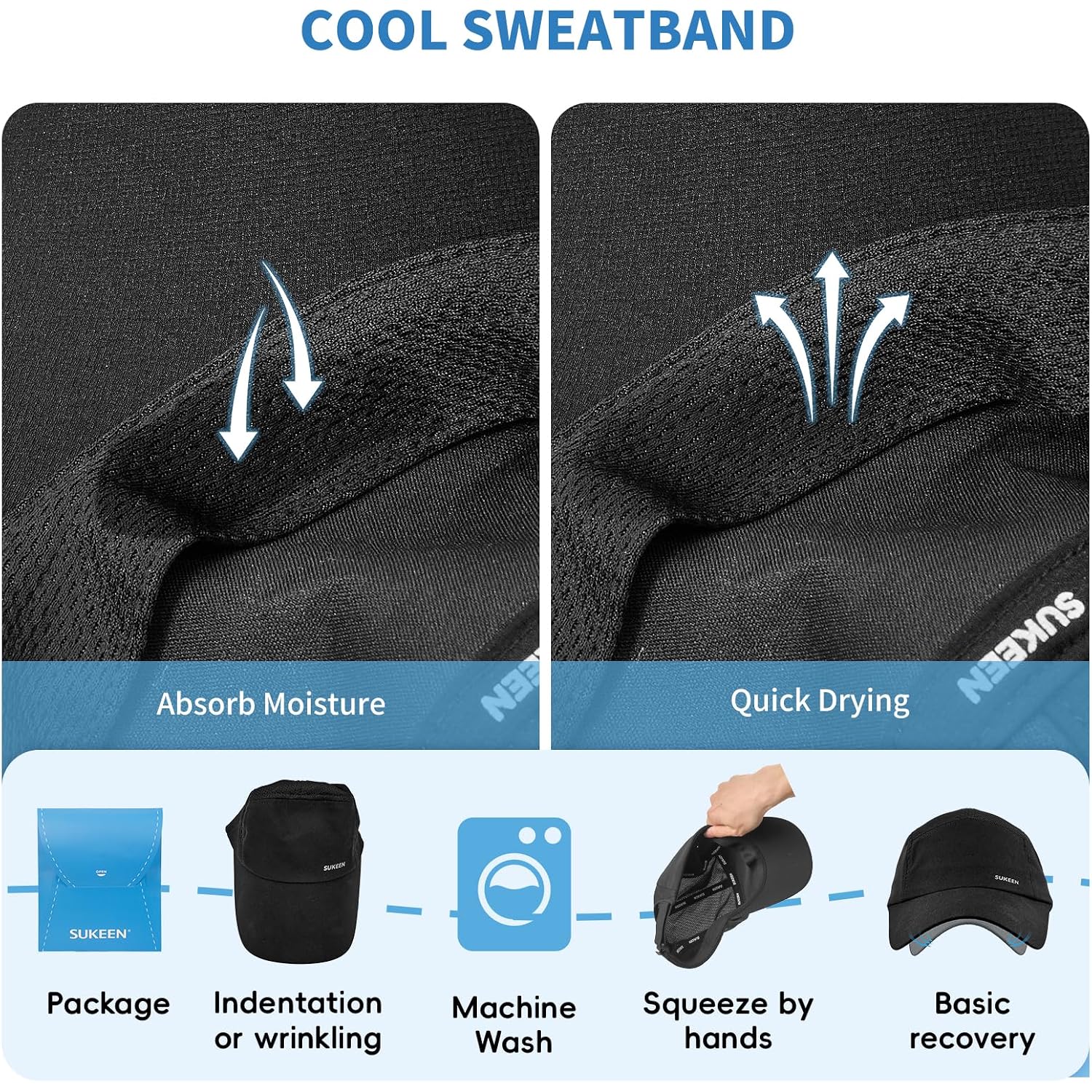 Sukeen Lightweight Baseball Cap for Women Men Running Hat with Breathable Mesh Unstructured Sports Hat for Outdoor Daily Black