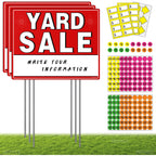 Yard Sale Signs Kit With Price Stickers (8 Pack), 3 Pcs Yard Sale Signs With Stakes, 5 Pcs Garage Sales Price Stickers, Directional Arrows Sign, Garage Sales Supplies, Large Prices Tags, Double Sided