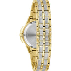 Bulova Ladies' Crystal Octava Gold Stainless Steel 3-Hand Quartz Watch, Crystal Bezel And Dial Style: 98L302