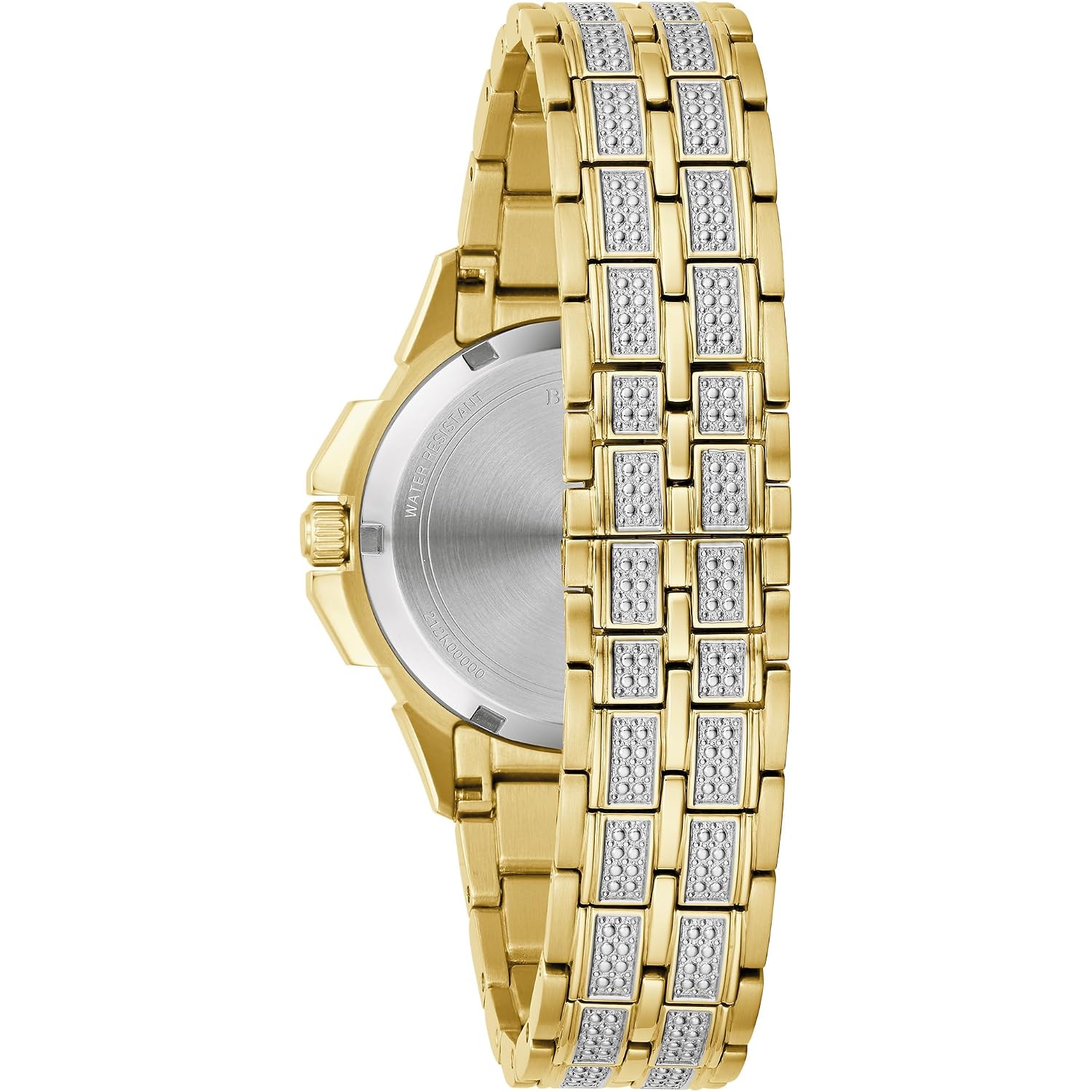 Bulova Ladies' Crystal Octava Gold Stainless Steel 3-Hand Quartz Watch, Crystal Bezel And Dial Style: 98L302