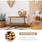 Solid Wood Entryway Bench - 31.5" Farmhouse Small Storage Bench, Rustic Narrow Bench Seat For Indoor, Entryway, Dining Room, Living Room And Hallway, Brown