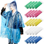 20 Pack Disposable Rain Ponchos For Adults, Clear Plastic Emergency Raincoats With Hood, Individually Wrapped Bulk Rain Ponchos Waterproof Family Pack Camping