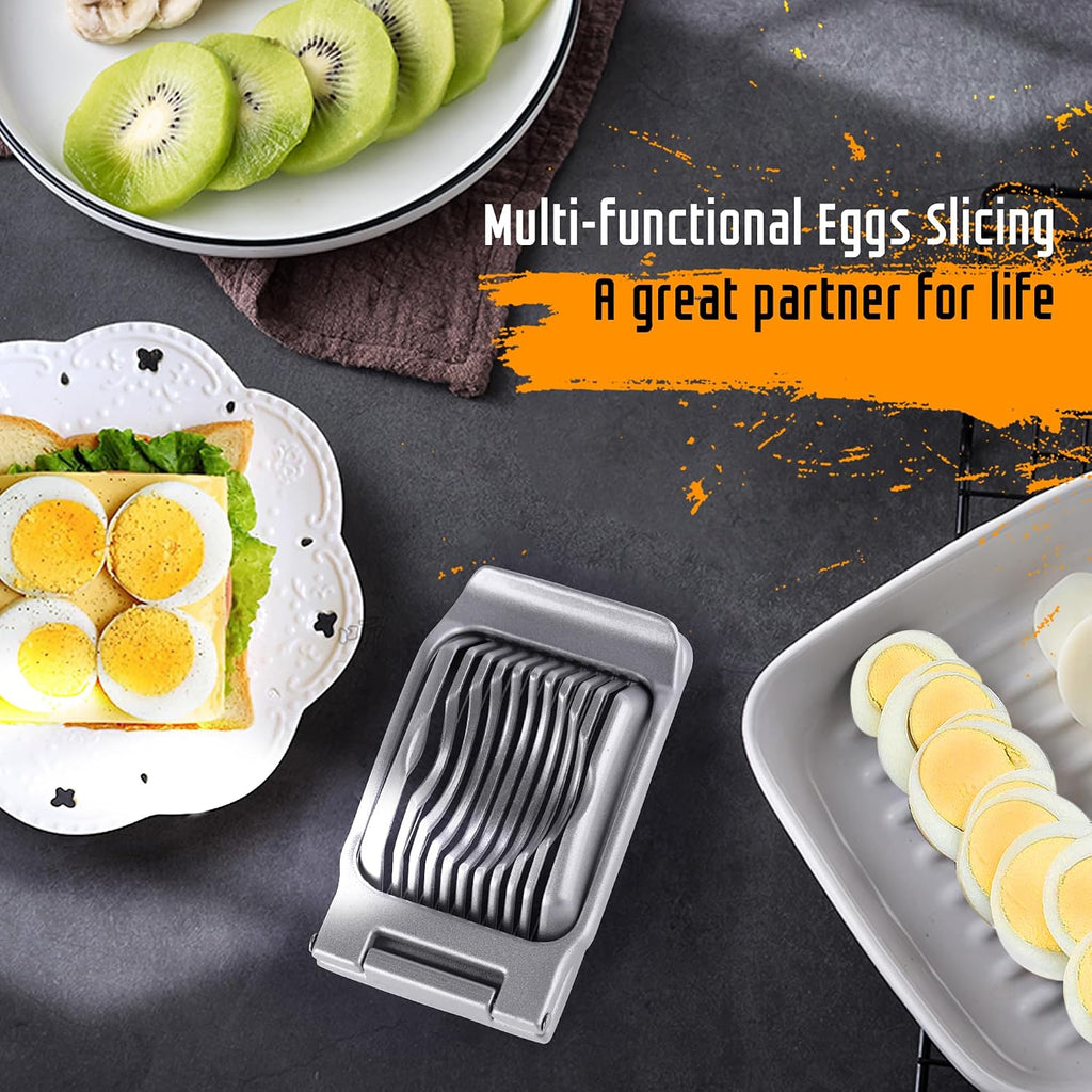 Multipurpose Heavy Duty Aluminium Egg Slicer, Stainless Steel Wire, Sliver | Dishwasher Safe, Rust Resistant, Egg Cutter For Hard Boiled Eggs, Soft Food And Soft Fruit, Salads, Butter, Cheese, Spam