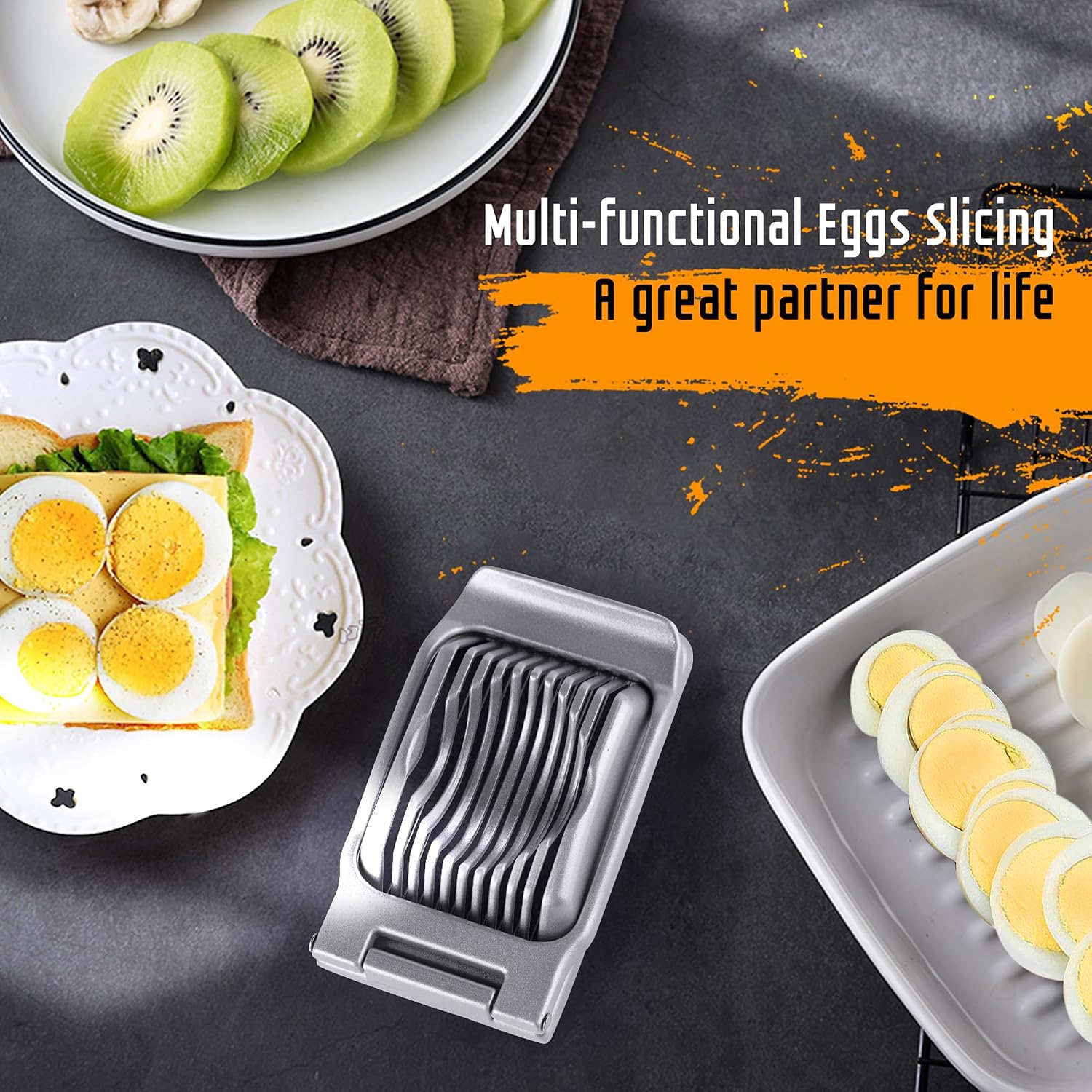 Multipurpose Heavy Duty Aluminium Egg Slicer, Stainless Steel Wire, Sliver | Dishwasher Safe, Rust Resistant, Egg Cutter For Hard Boiled Eggs, Soft Food And Soft Fruit, Salads, Butter, Cheese, Spam