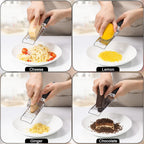 Professional Cheese Graters For Kitchen Stainless Steel Handheld, Metal Lemon Zester Grater With Handle For Cheese, Chocolate, Spices, Kitchen Gadgets And Tools, Soft Grip Handle, Black
