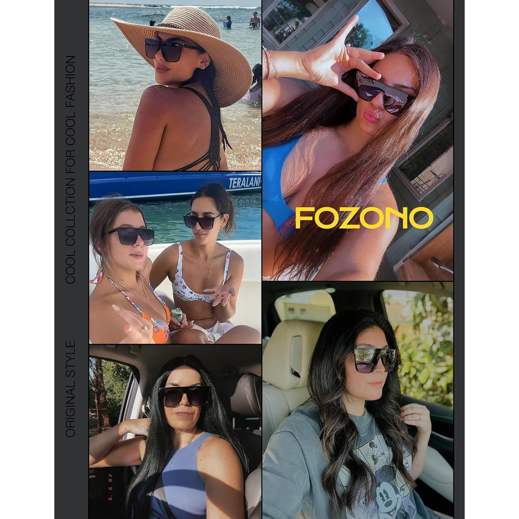 Trendy Square Oversized Sunglasses for Women Men Retro Flat Top Shield Sun Glasses UV Protection Once Piece Lens Tortoise Frame/Brown Lens