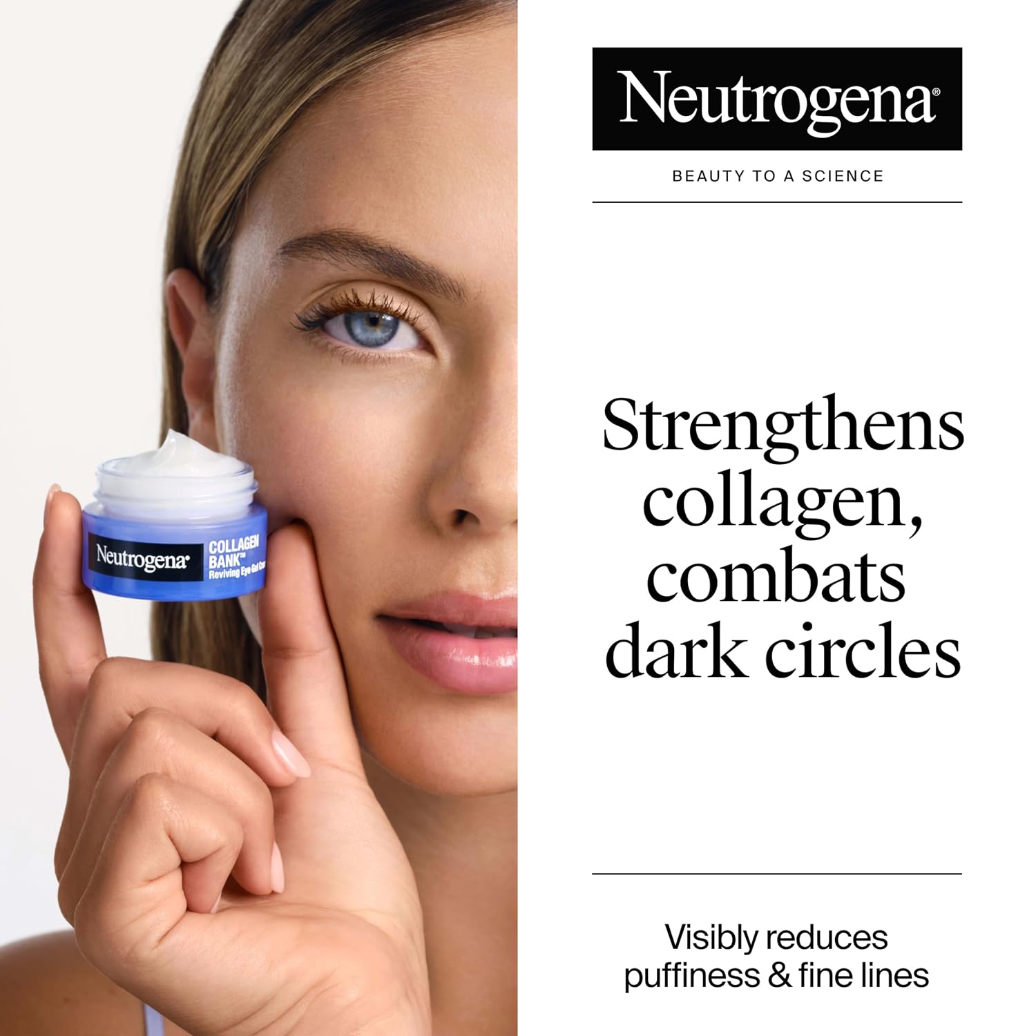Neutrogena Collagen Bank Reviving Eye Cream, Under Eye Cream, Helps Preserve Collagen, Visibly Improves Dark Circles, Puffiness, Fine Lines, Texture, Fragrance Free, With Peptides 0.5 Oz