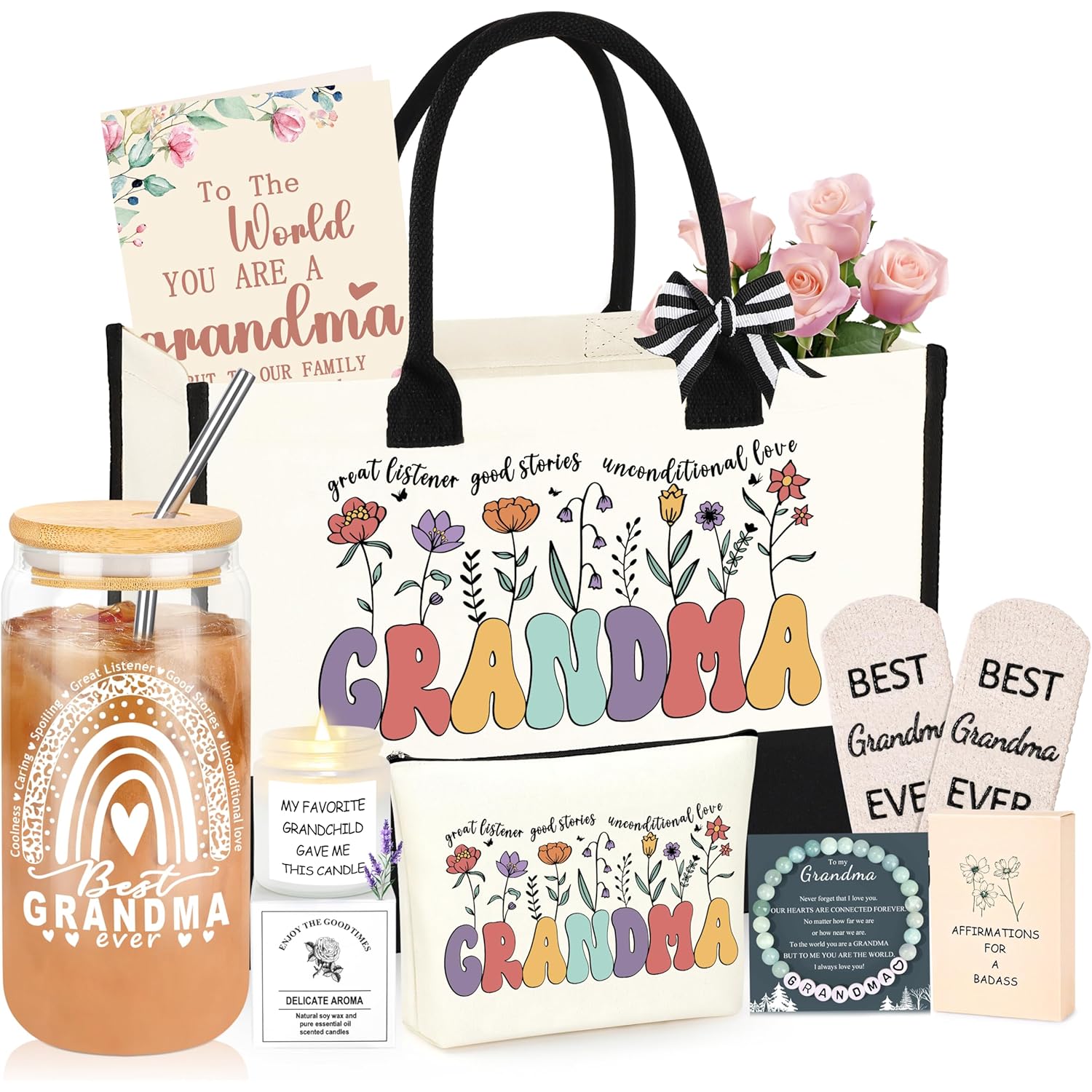DOGMEM Mothers Day Gifts for Grandma, Gifts for Grandma Birthday Grandma Gift Set from Granddaughter Grandson Grandchildren Grandkids, Mothers Day Gifts Grandma