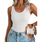 Zeagoo Tank Tops with Built in Bra for Women Sleeveless Crewneck Racerback Ribbed Fitted Tops Basic Summer Clothing 2026