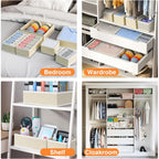 Dimj Drawer Organizer Clothes 15 Pack - Foldable Baby Organizers And Storage & Closet Organizers For Bedroom, Closet - Nursery Organization Dresser Dividers For Underwear, Sock,Bra, Belt, Tie, Beige
