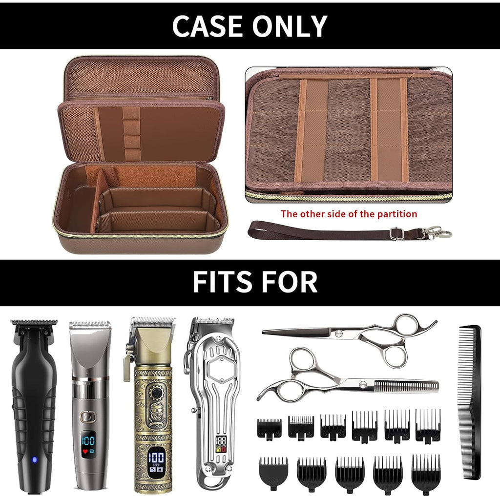 Barber Case For Hair Clippers Cutting Supplies, Trimmer Accessories Organizer For Wahl/For Ufree/For Andis Men Women Razor Grooming Kits, For Oneisal Dog Shaver- Travel Bag Only (Brown)
