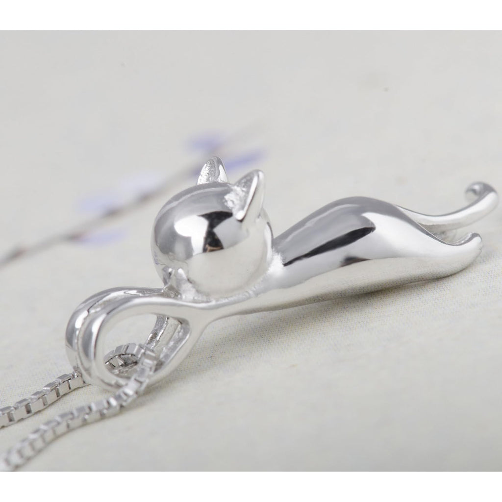 S.Leaf 925 Sterling Silver Cat Necklace Jewelry for Women Trendy Dainty Charm Pendant Necklaces Best Friend Birthday Gifts for Her Sister Mom Wife Womens