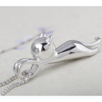 S.Leaf 925 Sterling Silver Cat Necklace Jewelry for Women Trendy Dainty Charm Pendant Necklaces Best Friend Birthday Gifts for Her Sister Mom Wife Womens