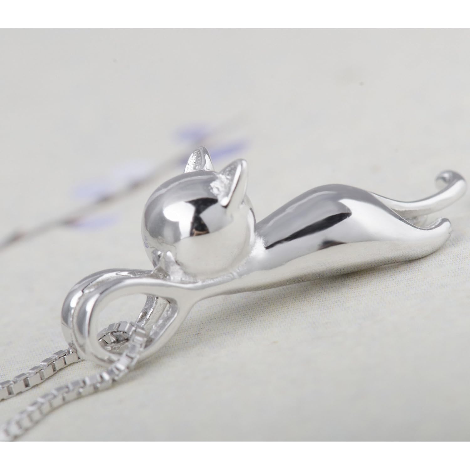 S.Leaf 925 Sterling Silver Cat Necklace Jewelry for Women Trendy Dainty Charm Pendant Necklaces Best Friend Birthday Gifts for Her Sister Mom Wife Womens