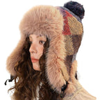 PURFUN Women Faux Fur Trapper Hat Winter Thick Thermal Knit Beanie Full Hood Cap Hunting Cycling Ski Caps Ushanka Russian Hat