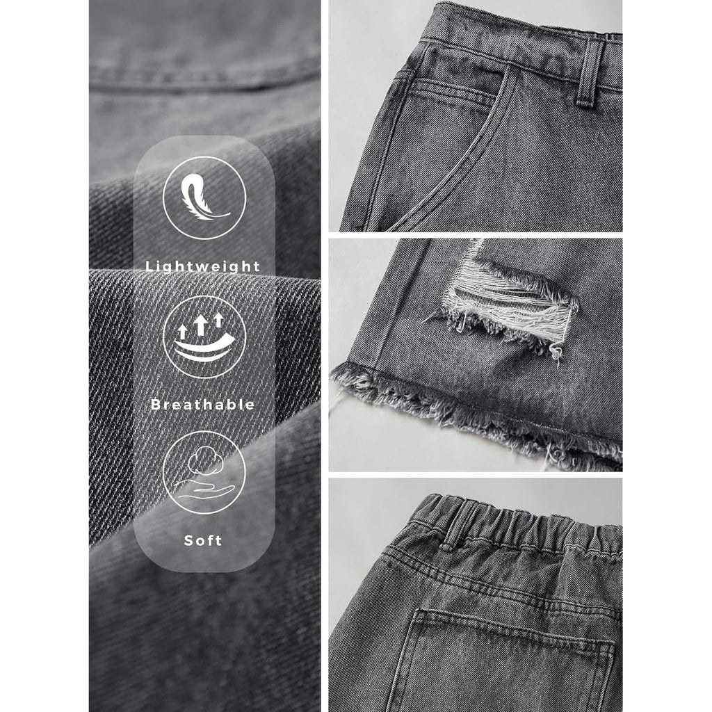Mens Y2K Carpenter Baggy Jean Shorts, Ripped Jorts Wide Leg, Distressed Cargo Long Denim Shorts Loose Fit Streetwear Summer