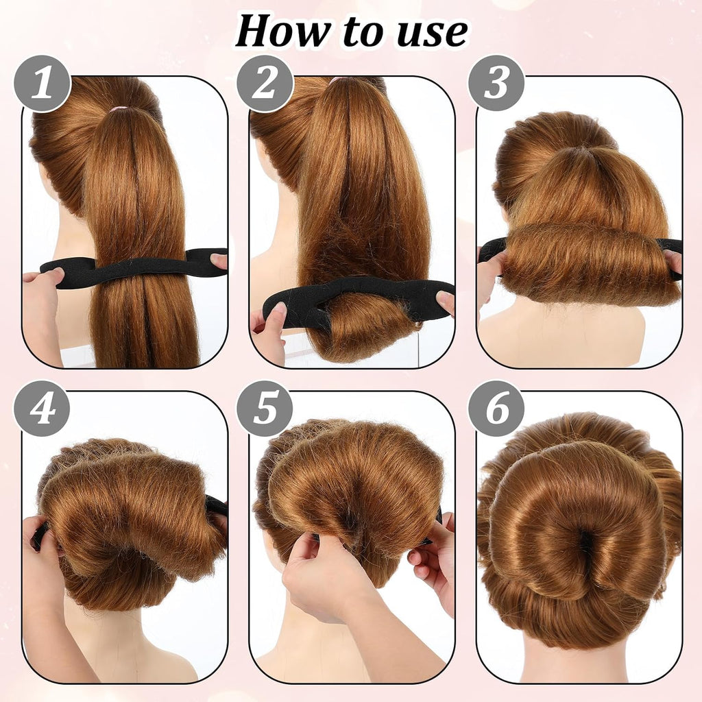 9 Pcs Hair Bun Maker Sponge Hair Buns Shaper Magic Snap Roll Sponge Curler Clips Foam Sponges Buns Hairs Styling Accessories Easy Bun Twister For Ballet French Twist Long Thin Curly Straight Wavy