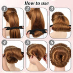 9 Pcs Hair Bun Maker Sponge Hair Buns Shaper Magic Snap Roll Sponge Curler Clips Foam Sponges Buns Hairs Styling Accessories Easy Bun Twister For Ballet French Twist Long Thin Curly Straight Wavy